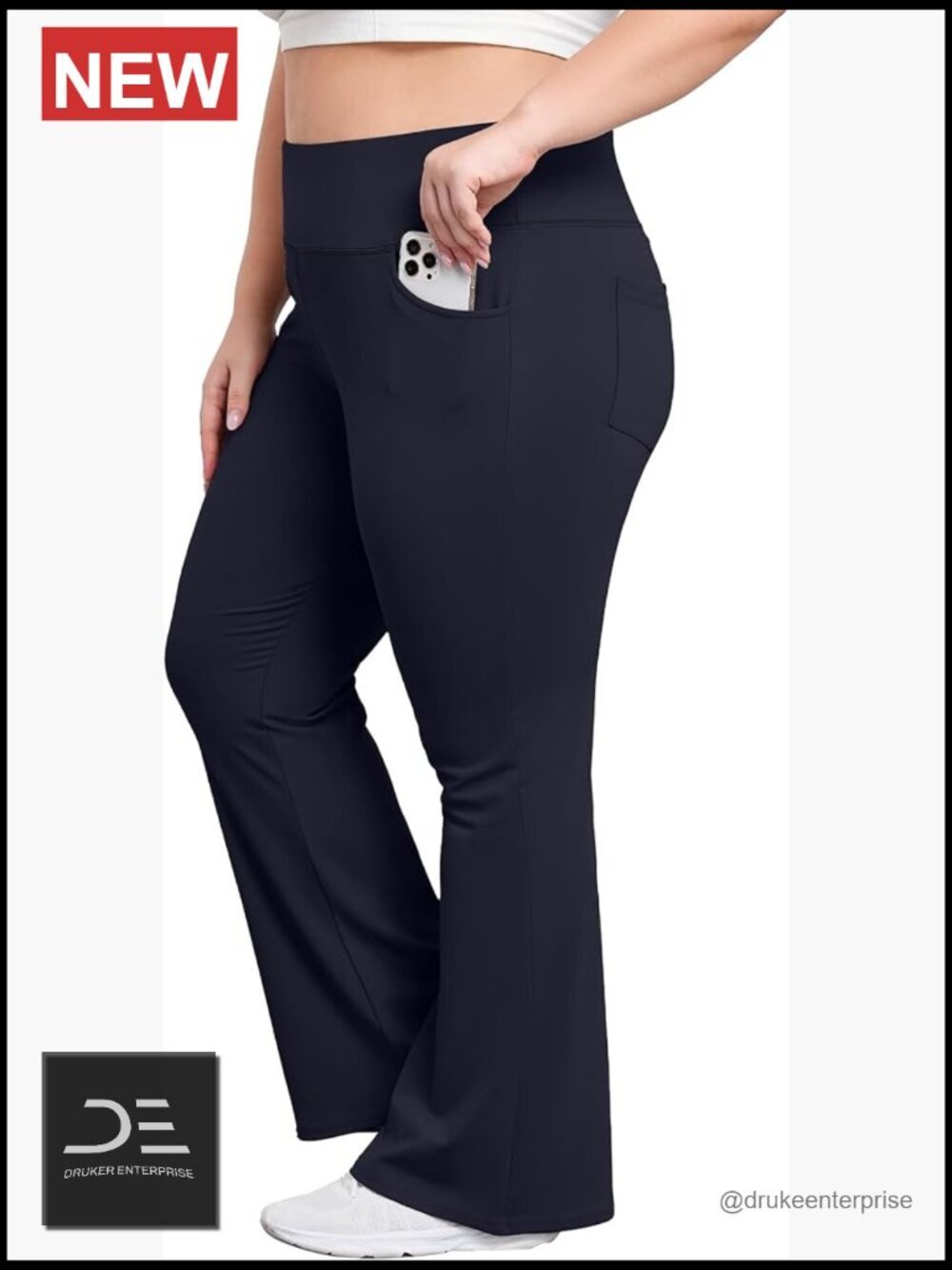Plus Size High Waist Flare Leggings with Pockets Yoga Pants Bootcut Bell Bottom